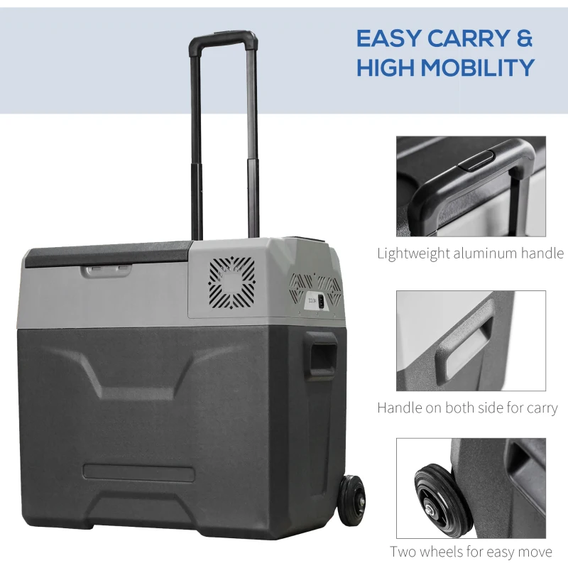 Outsunny 50 Liter Car Refrigerator Portable Freezer 12/24V Electric Cooler Box for Camping, Travel, Picnic, Down to -20℃