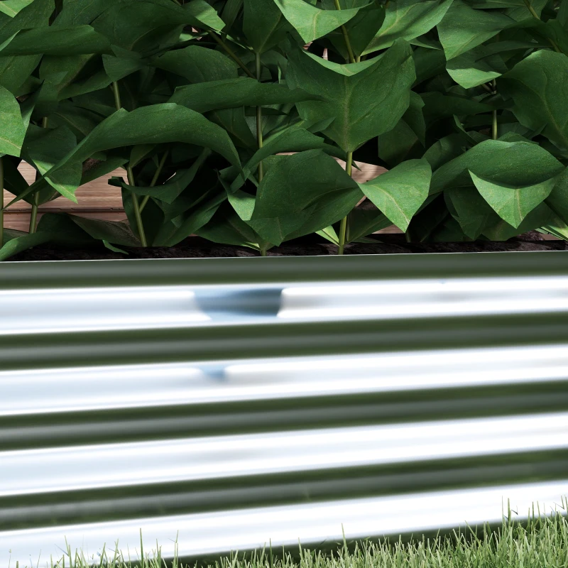 Outsunny 4'x2'x1' Galvanized Raised Bed, Bottomless Elevated Planter Box for Growing Flowers, Herbs and Vegetables, Silver