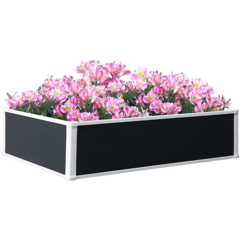 Outsunny 47" x 35" x 12" Raised Garden Bed, Planter Box, Above Ground Garden for Flowers, Herb, Vegetables, Dark Grey