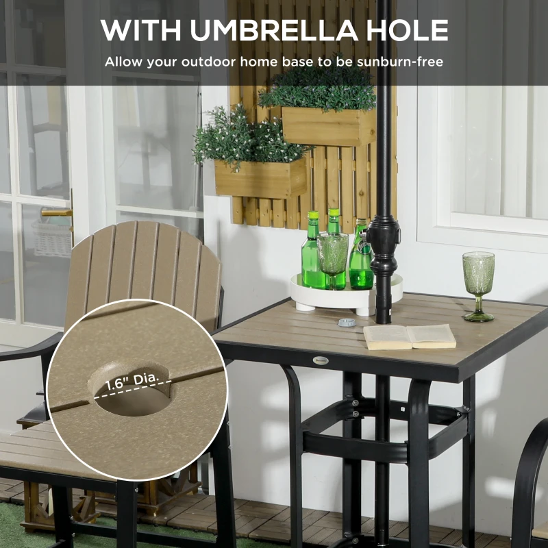 Outsunny Aluminum Frame 3 Piece Bar Set, High Top Patio Table and Chairs Set, Bistro Set with Umbrella Hole