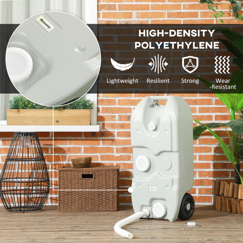 Outsunny 10.6 Gallon Portable RV Water Tank, Black or Grey Water Storage Tank, with Filling Ports, Handles and Wheels