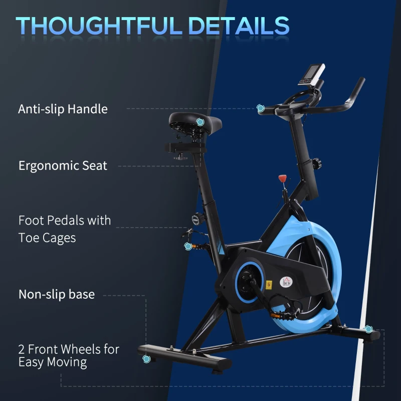 Soozier Stationary Exercise Bike, 13lbs Flywheel Belt Drive Training Bicycle, w/ Adjustable Resistance LCD Monitor