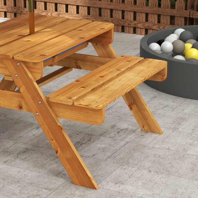 Outsunny Toddler Water Table Kids Sand & Water Table with Removable Foldable Umbrella for Patio Lawn Garden, Aged 3-6 Years Old