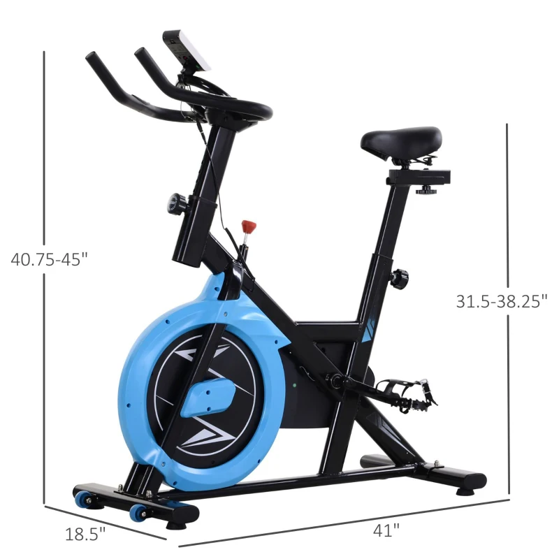 Soozier Stationary Exercise Bike, 13lbs Flywheel Belt Drive Training Bicycle, w/ Adjustable Resistance LCD Monitor