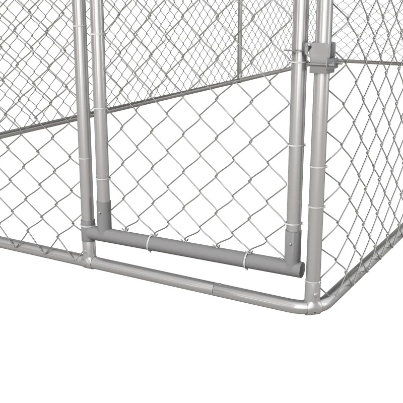 PawHut 19.7' x 7.5' x 4.9' Outdoor Dog Kennel Dog Run with Waterproof, UV Resistant Cover for Medium Large Sized Dogs, Silver
