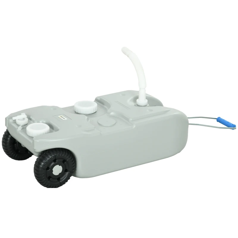 Outsunny 10.6 Gallon Portable RV Water Tank, Black or Grey Water Storage Tank, with Filling Ports, Handles and Wheels