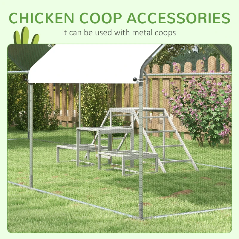 PawHut Chicken Roost Toys for Chickens Hens, Coop Accessories with Wood Stand, Ladder Platforms, for 10-15 Chickens