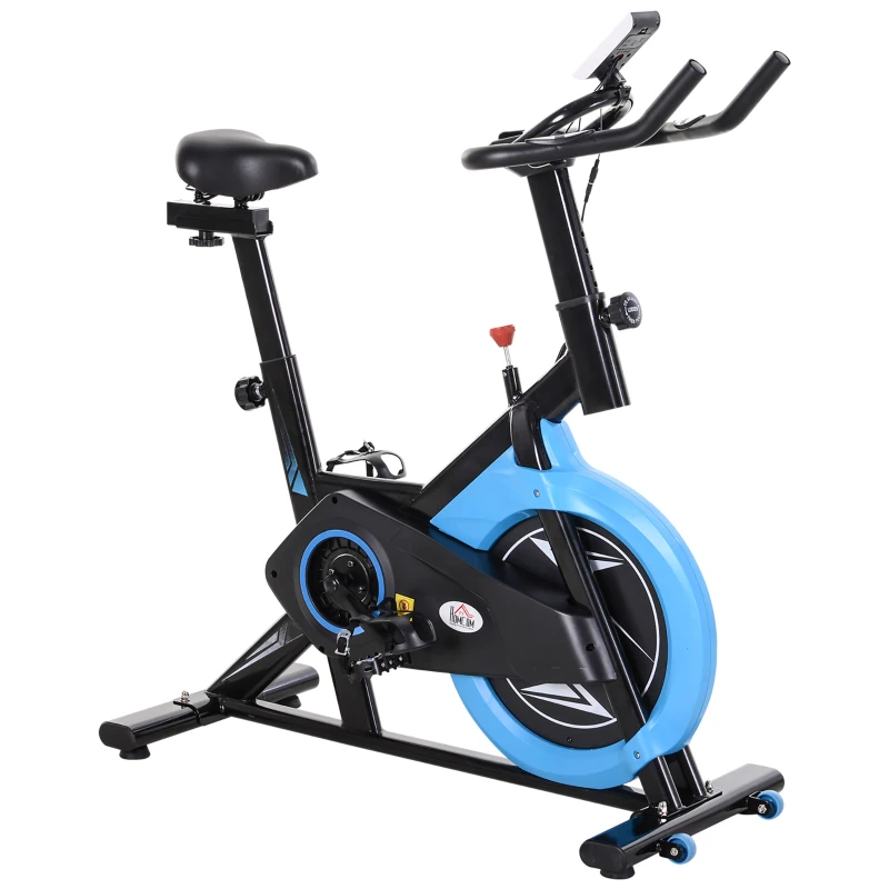 Soozier Stationary Exercise Bike, 13lbs Flywheel Belt Drive Training Bicycle, w/ Adjustable Resistance LCD Monitor