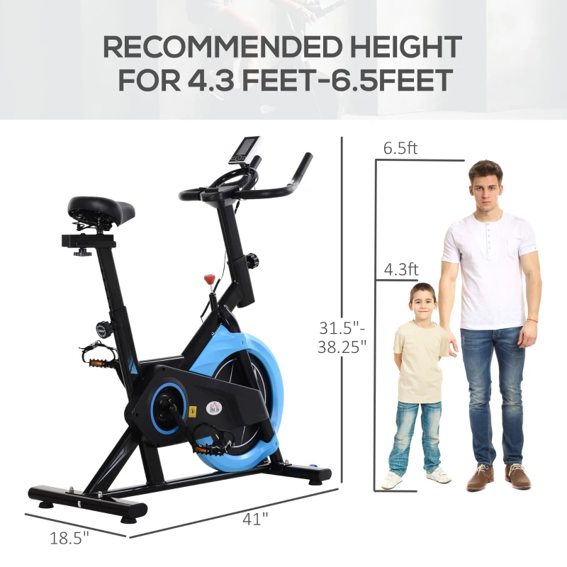 Soozier Stationary Exercise Bike, 13lbs Flywheel Belt Drive Training Bicycle, w/ Adjustable Resistance LCD Monitor