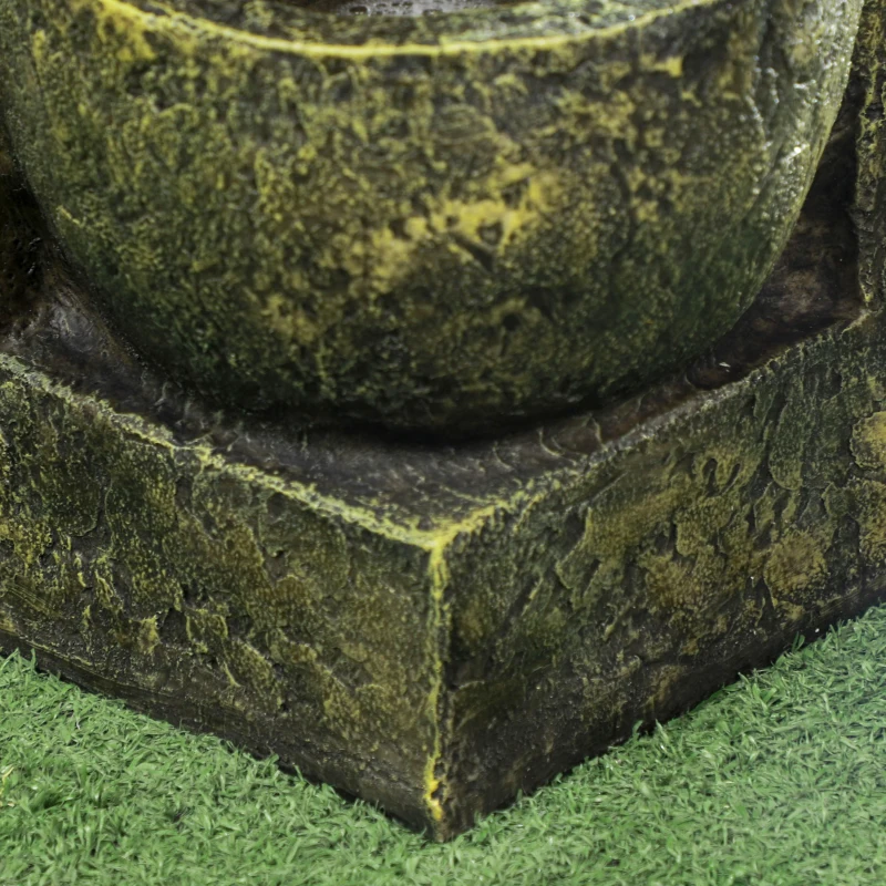 Outsunny Outdoor Fountain Cascading Waterfall with 4-Tier Stone Look Bowls, Adjustable Flow for Patio Garden, Black and Yellow