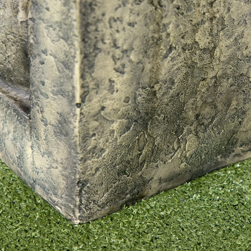 Outsunny Outdoor Fountain Cascading Waterfall with 4-Tier Stone Look Bowls, Adjustable Flow & LED Lights for Patio Garden