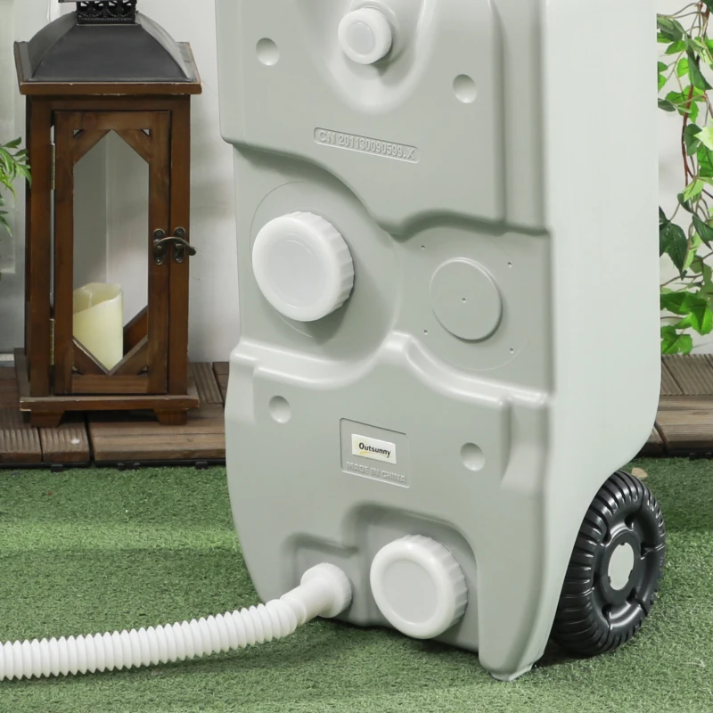 Outsunny 10.6 Gallon Portable RV Water Tank, Black or Grey Water Storage Tank, with Filling Ports, Handles and Wheels