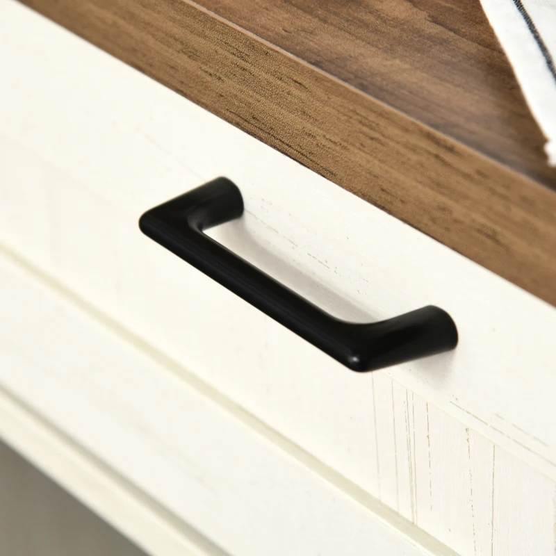 HOMCOM Rustic Barn Door Storage Cabinet Modern Farmhouse Buffet Sideboard for Kitchen and Dining Room White