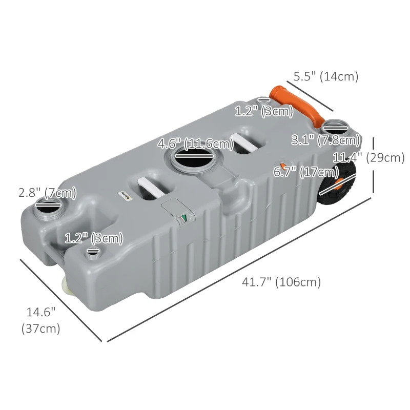 Outsunny 19.8 Gallon Portable RV Water Tank, Waste Water Storage Tank, with Rotating Drain Spout, Level Indicator and 3 Wheels