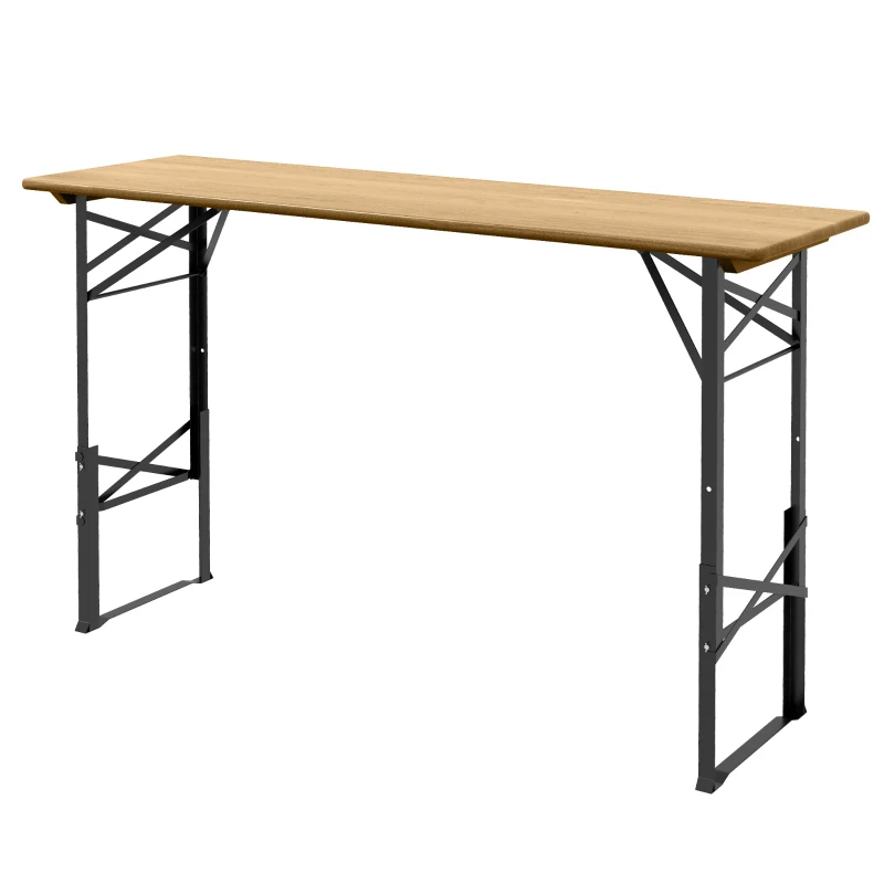 Outsunny Folding Picnic Table w/ Adjustable Heights, Camping Table, Natural