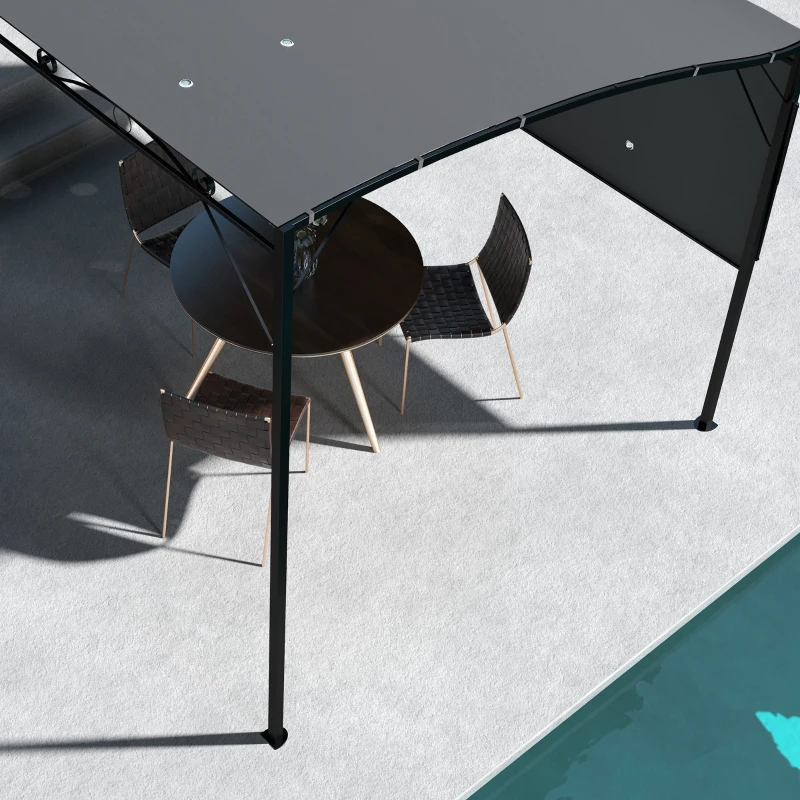 Outsunny 10' x 8' Outdoor Pergola and Patio Gazebo for Garden, Camper, Deck, Doors and Windows, Dark Gray