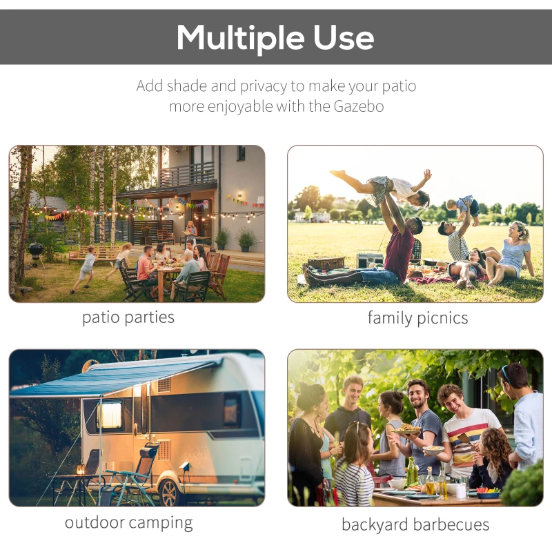 Outsunny 10' x 8' Outdoor Pergola and Patio Gazebo for Garden, Camper, Deck, Doors and Windows, Dark Gray