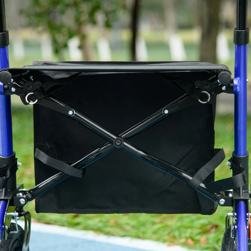 HOMCOM Rollator for Seniors with Seat, Rubber Wheels, Aluminum Folding Rolling Walker with Adjustable Handle, Bag, Blue