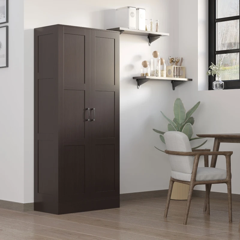 HOMCOM Storage Cabinet w/ Storage Shelves, Pantry Cabinet, Coffee