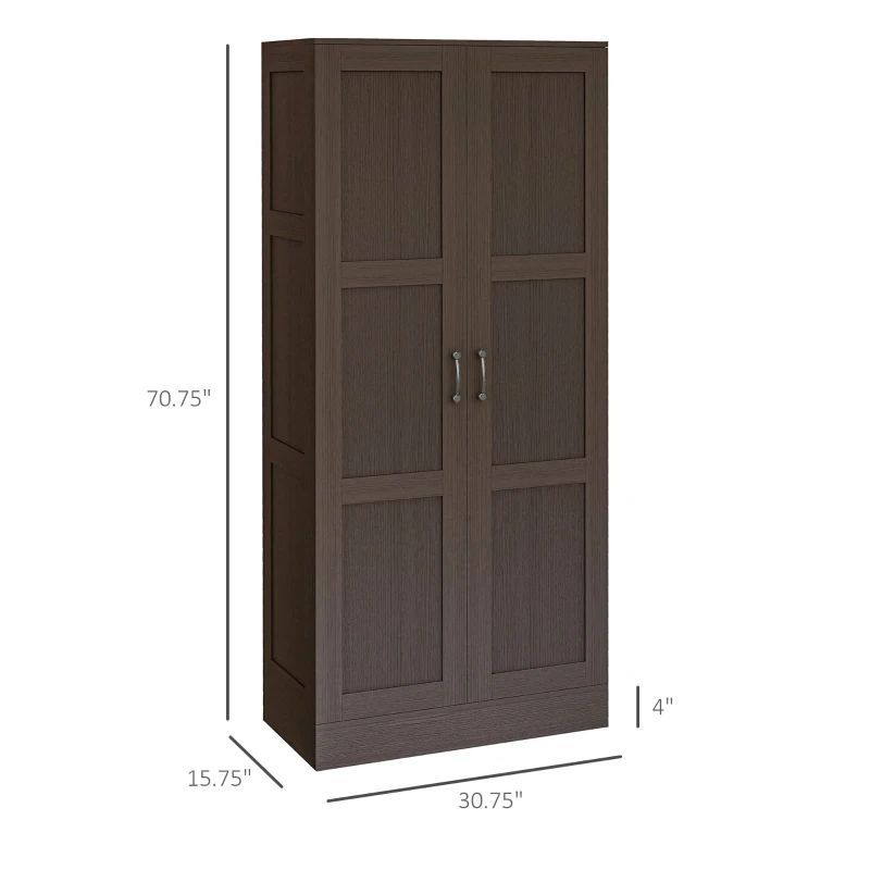 HOMCOM Storage Cabinet w/ Storage Shelves, Pantry Cabinet, Coffee