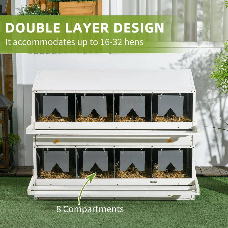 PawHut Chicken Nesting Boxes, 8 Compartments with 2 Egg Collection Trays, Easy Assembly, Perfect for Poultry Enthusiasts