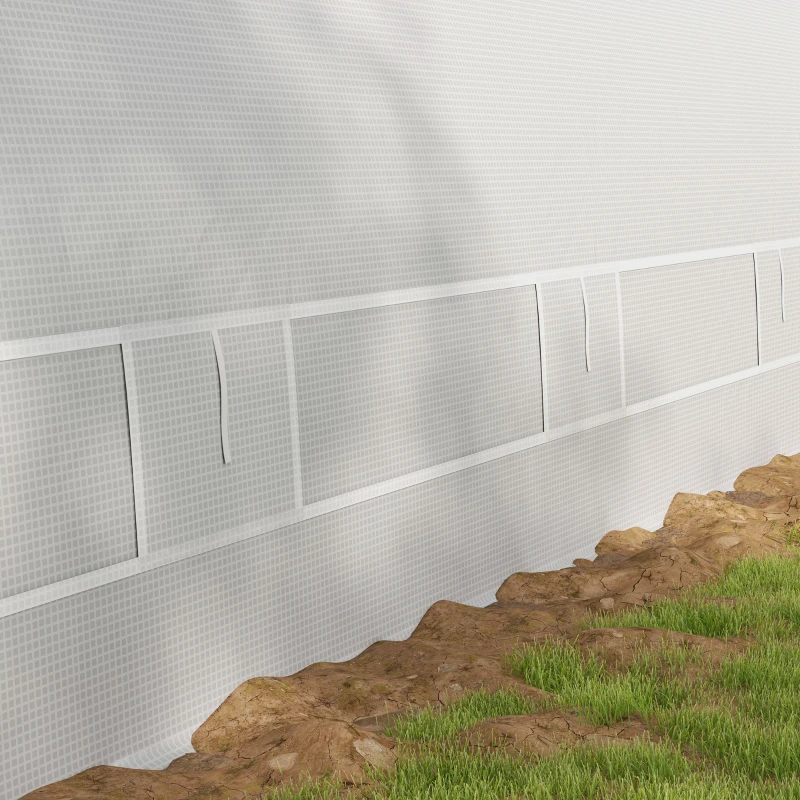 Outsunny Walk-in Tunnel Greenhouse with Upgraded Structure, Mesh Door and Windows, Warm Tent Plant House, White