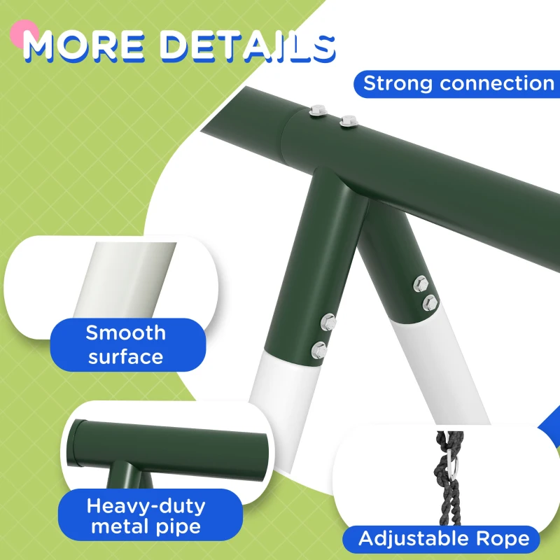 Outsunny Metal Swing Set for Backyard with 1 Saucer Swing, Basketball Hoop, 1 Seat, 1 Swing Glider, Climbing Net and Steps