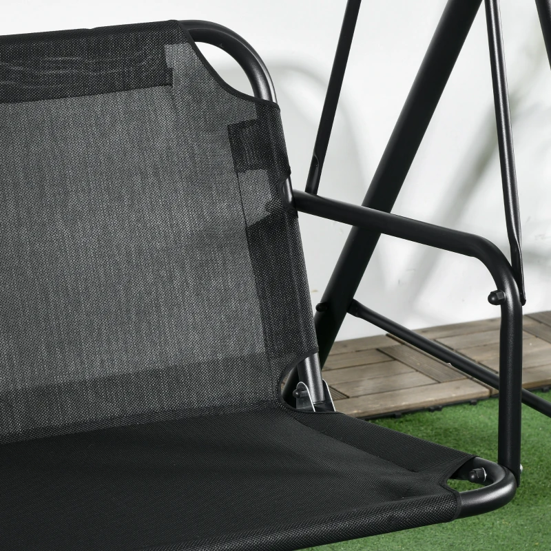 Outsunny 3-Seat Outdoor Patio Swing Chair w/ Cushion, Steel Frame Stand, Adjustable Tilt Canopy for Patio, Garden, Black 1