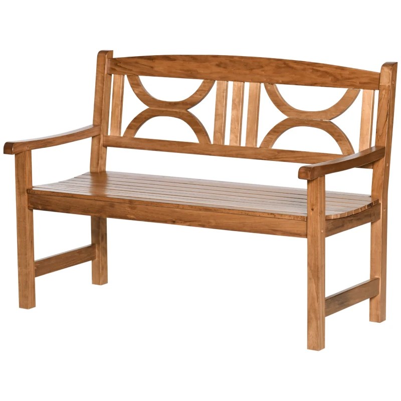 Outsunny 2-Seater Wooden Garden Bench for Yard, Lawn, Porch, Natural