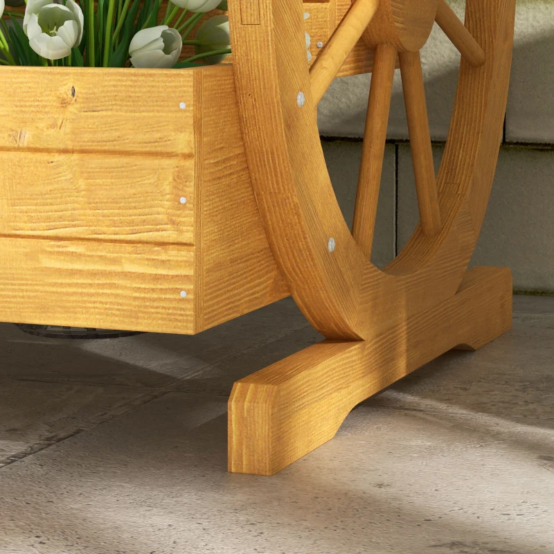 Outsunny Wooden Wagon Planter Box, 3-Tier Raised Garden Bed, for Vegetables Flowers Herbs, 24" x 24" x 22"