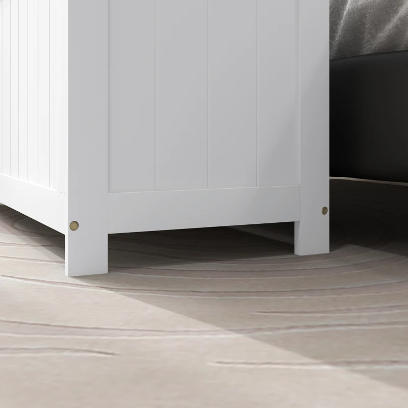 HOMCOM 39.4" Storage Trunk w/ 2 Safety Hinges, Wooden Storage Bench w/ Side Handles, Storage Chest for Playroom, White