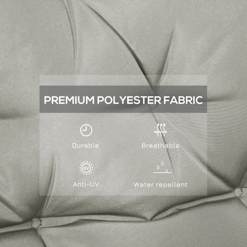 Outsunny 2-Seater Garden Bench Cushion Swing Chair Mat Replacement with Backrest, for Indoor and Outdoor, 39.4"x38.6", Grey