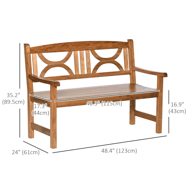 Outsunny 2-Seater Wooden Garden Bench for Yard, Lawn, Porch, Natural