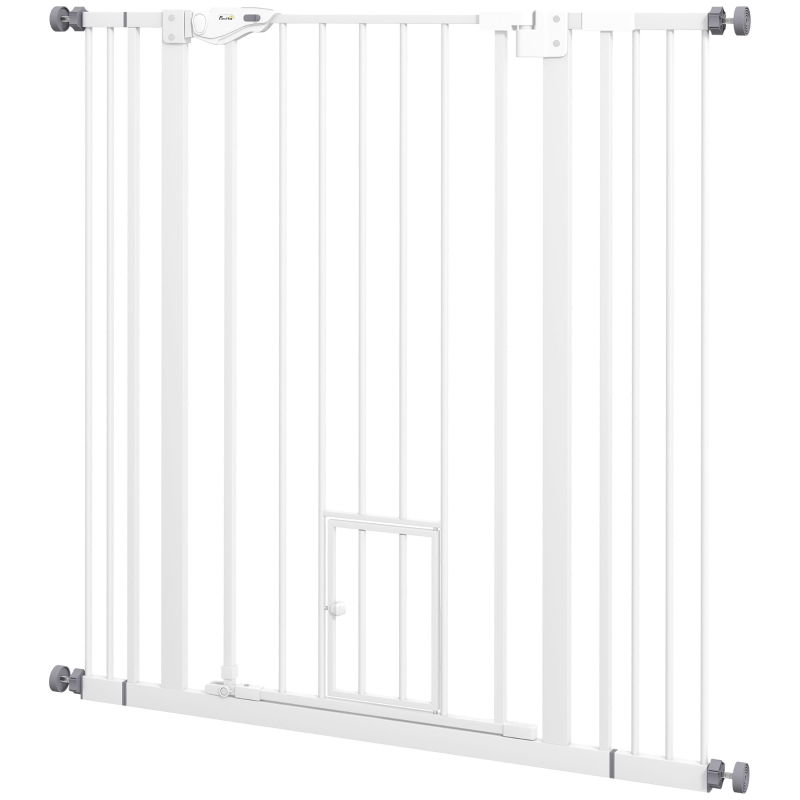 PawHut 41" Easy Open Indoor Dog Gates for Doorways, House, Stair - White