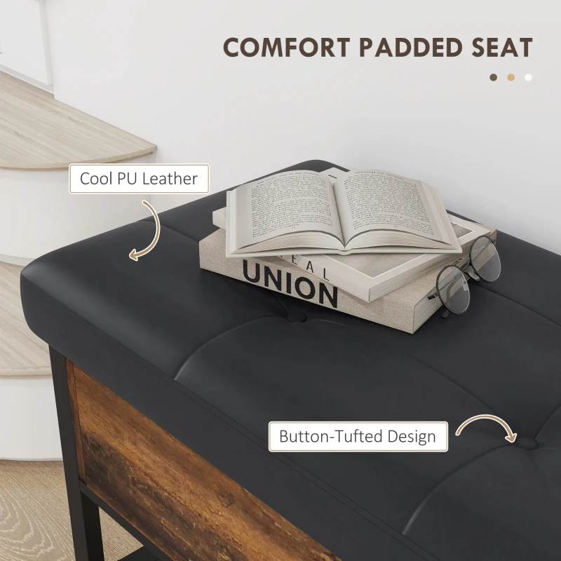HOMCOM Shoe Storage with Seat, Upholstered Hallway Bench, Shoe Bench with Flip Top and Hidden Space for 4 Pairs of Shoes