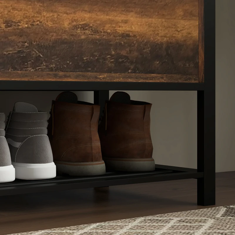 HOMCOM Shoe Storage with Seat, Upholstered Hallway Bench, Shoe Bench with Flip Top and Hidden Space for 4 Pairs of Shoes