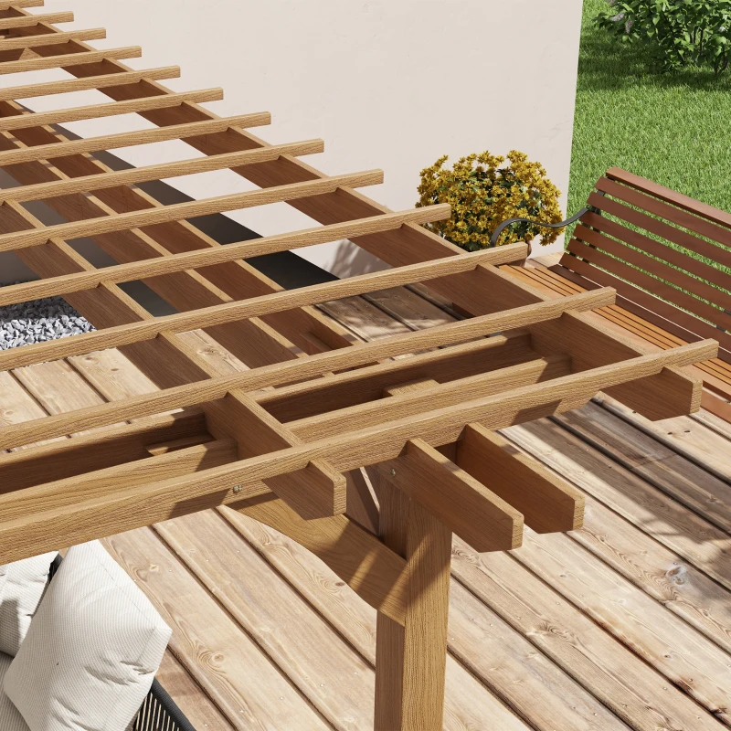 Outsunny 12' x 16' Outdoor Pergola Grape Trellis, Wood Gazebo for Climbing Plants at Garden, Patio, Backyard, Deck, Brown