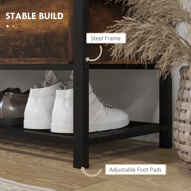 HOMCOM Shoe Storage with Seat, Upholstered Hallway Bench, Shoe Bench with Flip Top and Hidden Space for 4 Pairs of Shoes