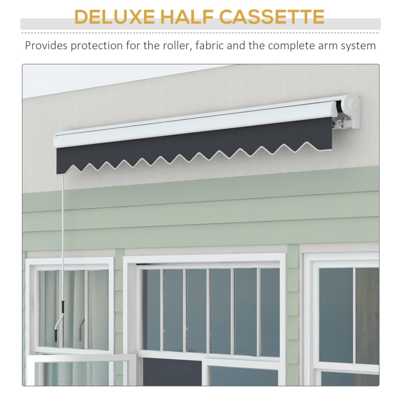 Outsunny 10' x 8' Motorized Awning, Electric Retractable Awning with Remote Controller, Aluminum Frame for Patio Door Window