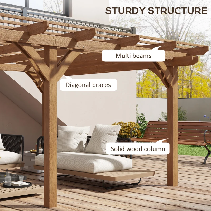 Outsunny 12' x 16' Outdoor Pergola Grape Trellis, Wood Gazebo for Climbing Plants at Garden, Patio, Backyard, Deck, Brown