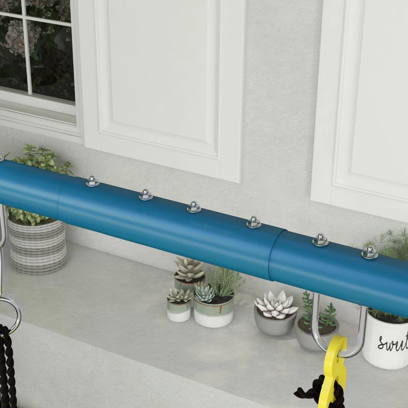 Outsunny Metal Swing Set for Backyard, 3 in 1 Design with 1 Nest Swing, 2 Seats, 1 Slide, Holds Up to 352 lbs. for Ages 3-8