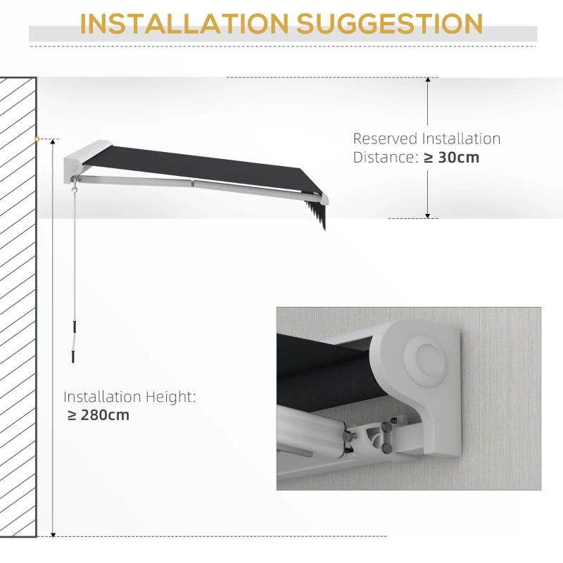 Outsunny 10' x 8' Motorized Awning, Electric Retractable Awning with Remote Controller, Aluminum Frame for Patio Door Window