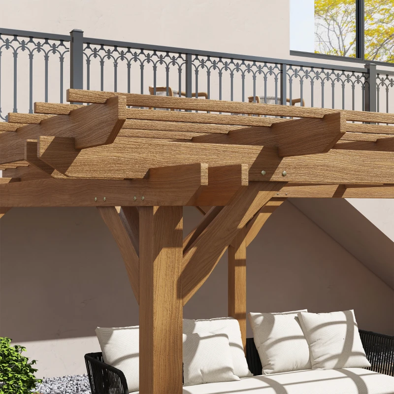 Outsunny 12' x 16' Outdoor Pergola Grape Trellis, Wood Gazebo for Climbing Plants at Garden, Patio, Backyard, Deck, Brown
