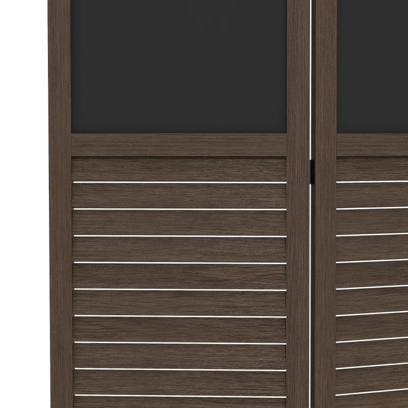 HOMCOM Wooden Room Divider with Blackboard, 4 Panel Folding Privacy Screen for Home Office, 5.5', Walnut Brown