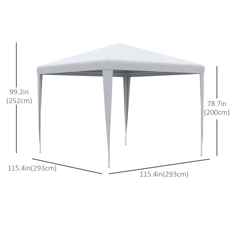 Outsunny 9' x 9' Portable Canopy Party Tent Gazebo Outdoor Sunshade for Weddings Parties with Dressed Legs, White