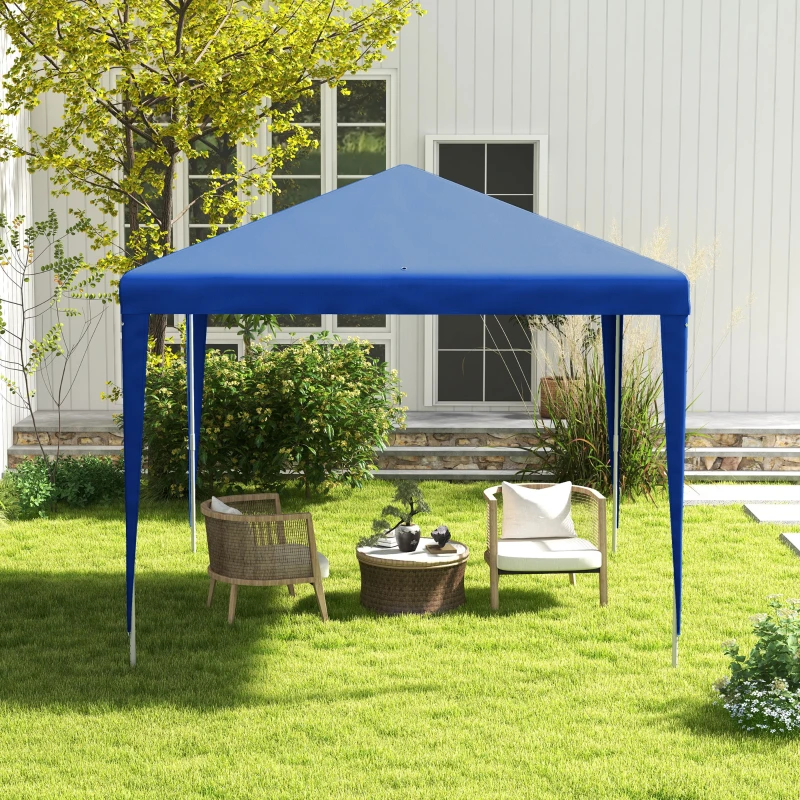 Outsunny 9' x 9' Portable Canopy Party Tent Gazebo Outdoor Sunshade for Weddings Parties with Dressed Legs, Blue