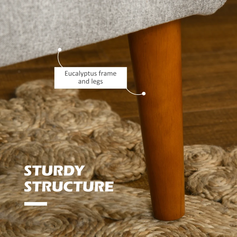 HOMCOM Traditional Accent Chair, Button Tufted Armchair with Wood Legs for Living Room, Bedroom, Light Gray