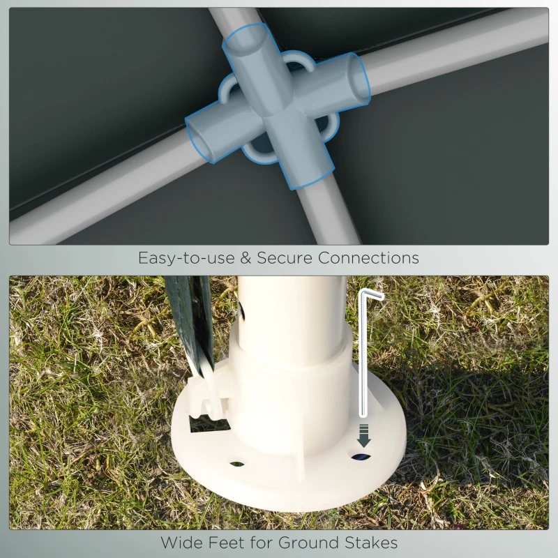 Outsunny 9' x 9' Portable Canopy Party Tent Gazebo Outdoor Sunshade for Weddings Parties with Dressed Legs, Dark Green