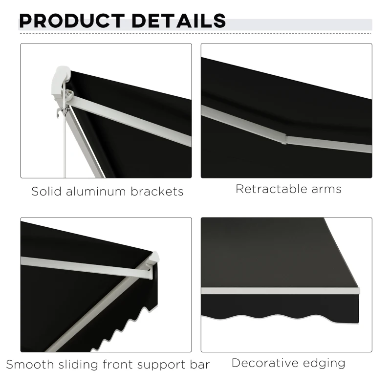 Outsunny 12'x10' Electric Retractable Awning, UV Protection Sun Shade Shelter w/ Remote Controller for Deck Balcony Yard, Black