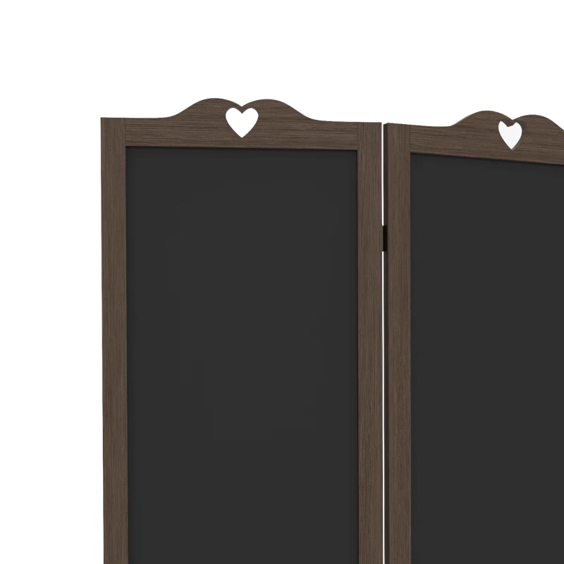 HOMCOM Wooden Room Divider with Blackboard, 4 Panel Folding Privacy Screen for Home Office, 5.5', Walnut Brown